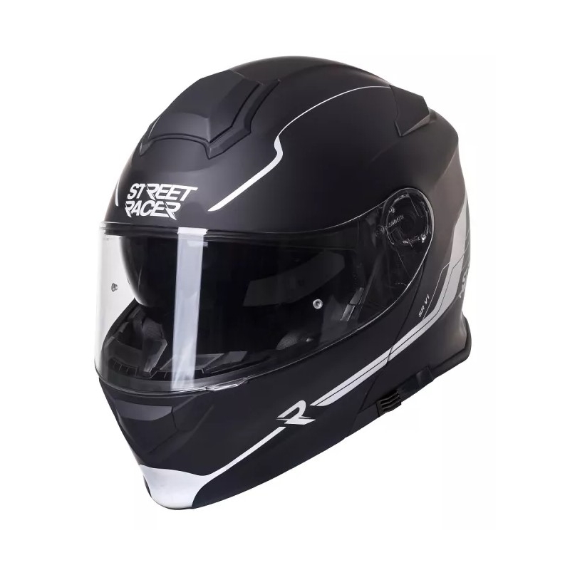 Vyklápacia prilba na motocykel Street Racer SR V1 čierno-biela výpredaj