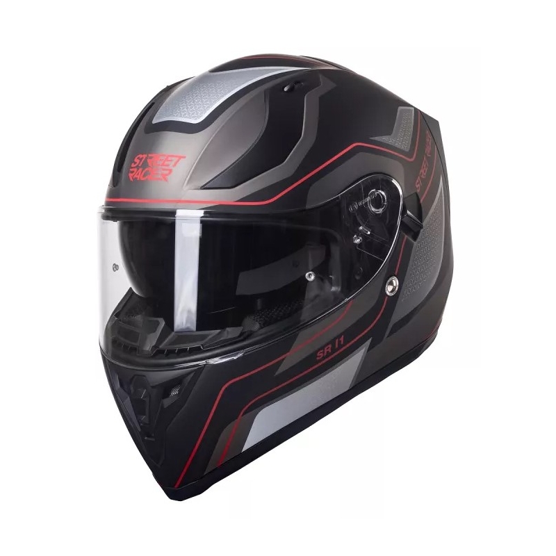 Integrálna prilba na motocykel Street Racer SR I1 čierno-šedo-červená - II. akosť