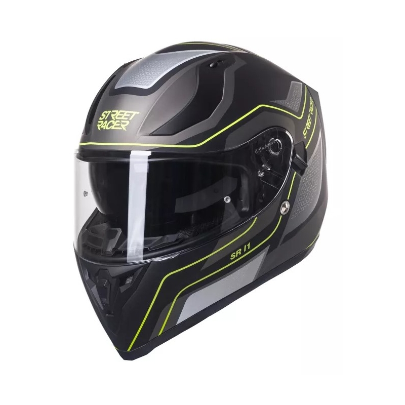 Helma na motocykel Street Racer SR I1 čierno-šedo fluo žltá - II. akosť