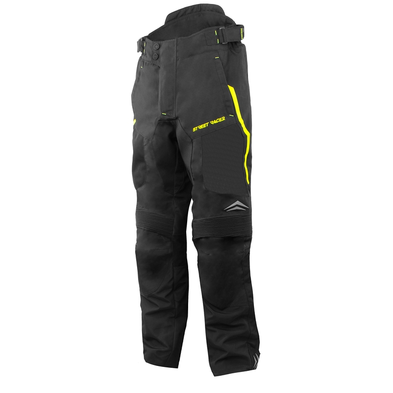 Nohavice na motocykel Street Racer Fluo čierno-fluo žlté výpredaj