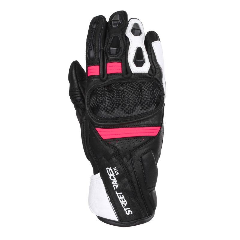 Dámske rukavice na motocykel Street Racer STR čierno-bielo-ružové