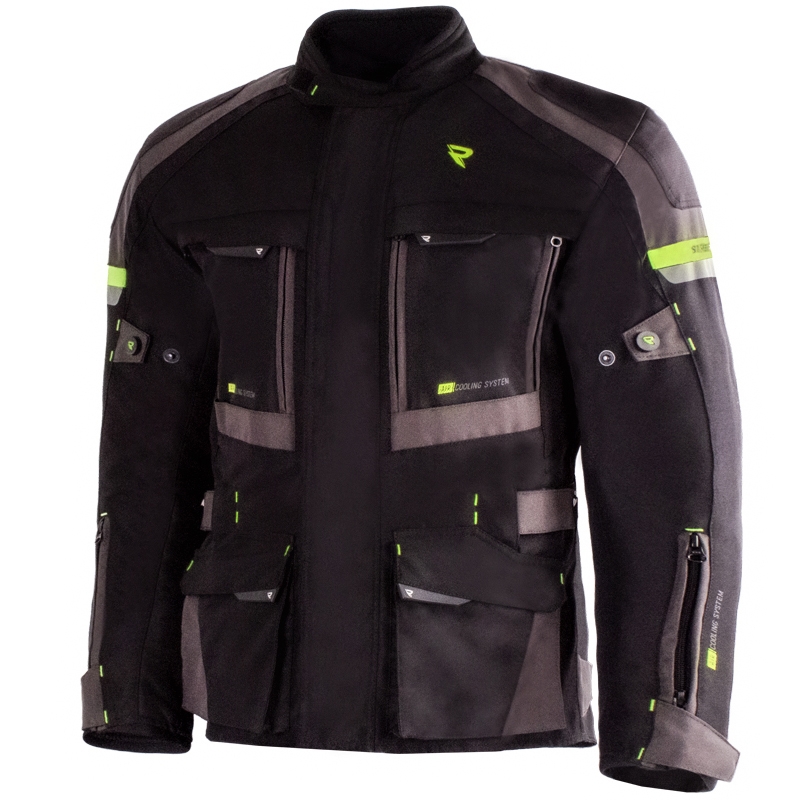 Bunda na motocykel Street Racer Rocket čierno-šedo-fluo žltá