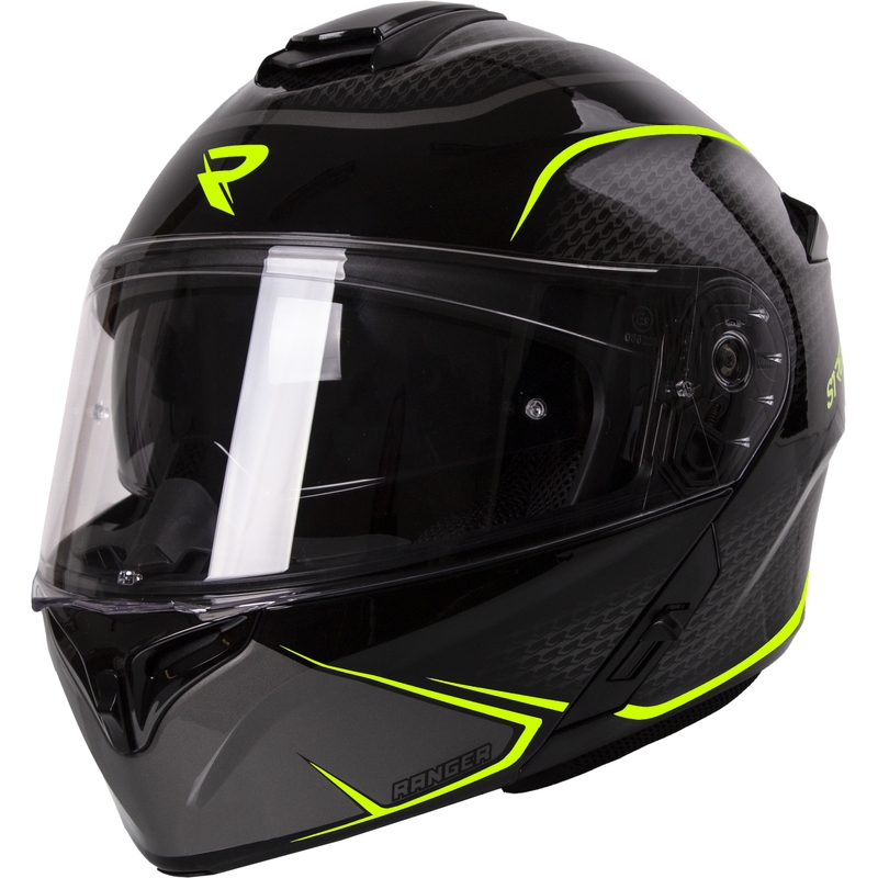 Vyklápacia prilba na motocykel Street Racer Ranger čierno-fluo žltá - II. akosť