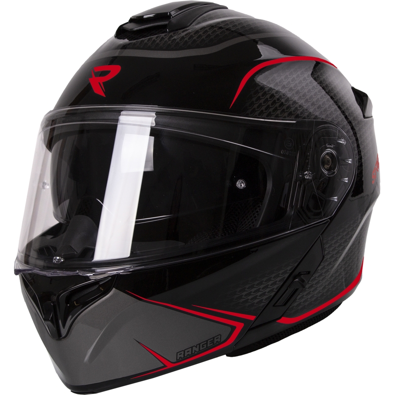 Vyklápacia prilba na motocykel Street Racer Ranger čierno-červená - II. akosť