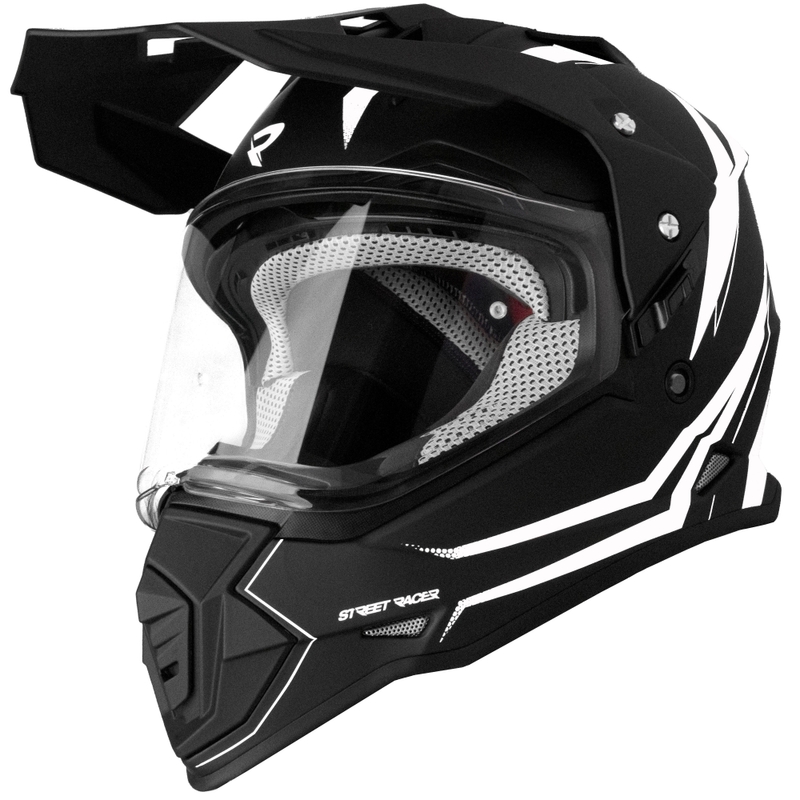 Enduro prilba na motorku Street Racer Ignite matná čierno-biela