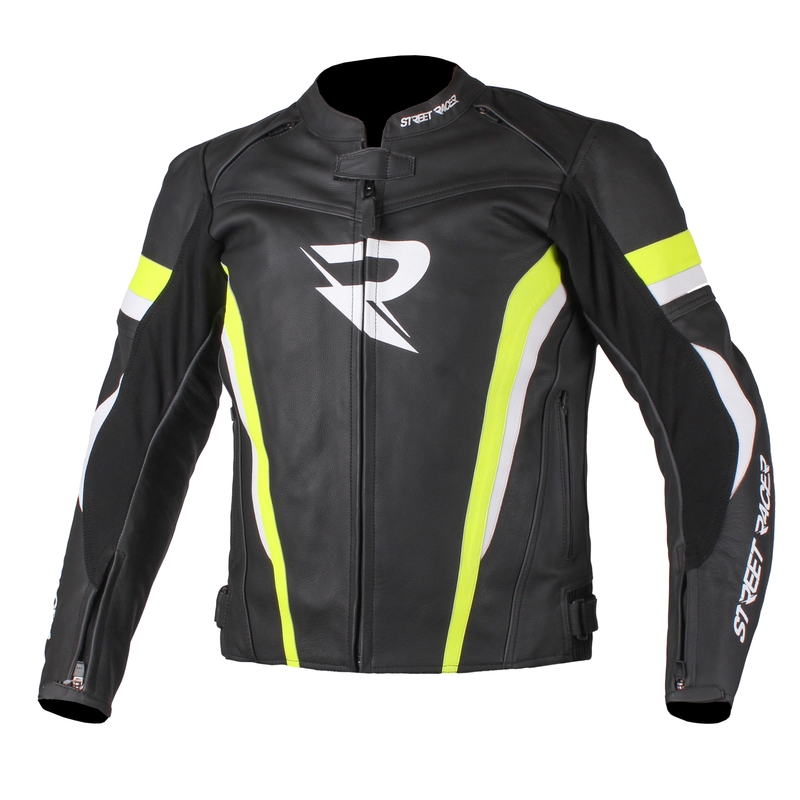 Bunda na motorku Street Racer Caliber čierno-bielo-fluo žltá výpredaj