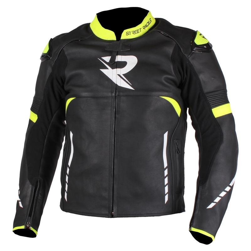 Bunda na motorku Street Racer Tour čierno-bielo-fluo žltá výpredaj