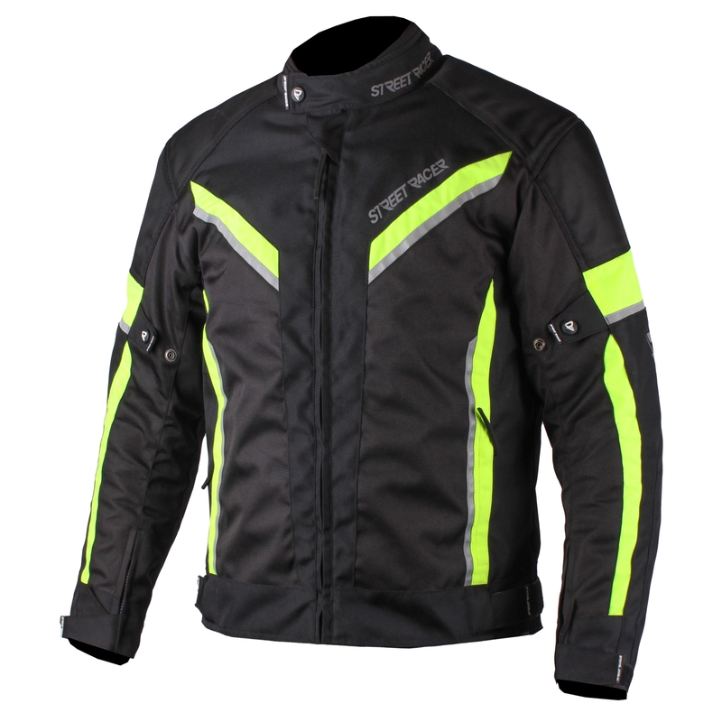Predĺžená bunda na motorku Street Racer Prestige čierno-fluo žltá výpredaj
