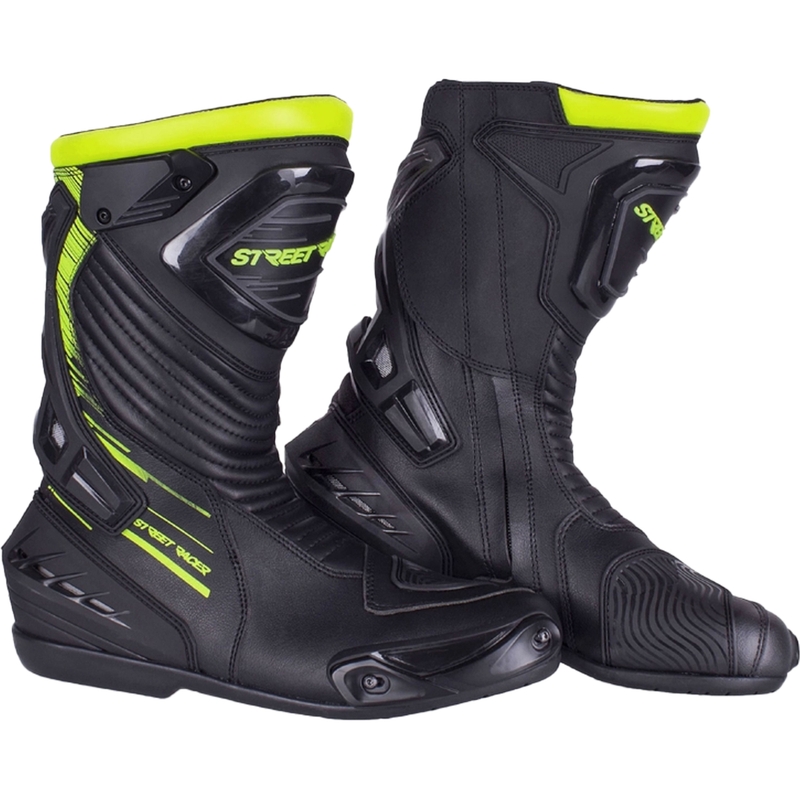 Topánky na motocykel Street Racer Grid čierno-fluo žlté