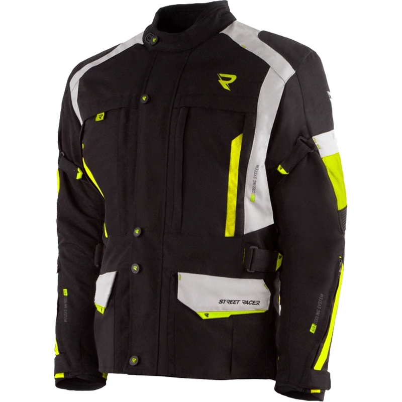 Bunda na motocykel Street Racer Hilax čierno-šedo-fluo žltá