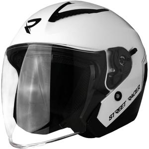 Otvorená prilba na motorku Street Racer Sonic lesklá bielo-čierna - II. akosť